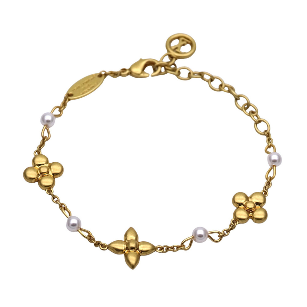 LOUIS VUITTON Gold Pearl Charm Bracelet